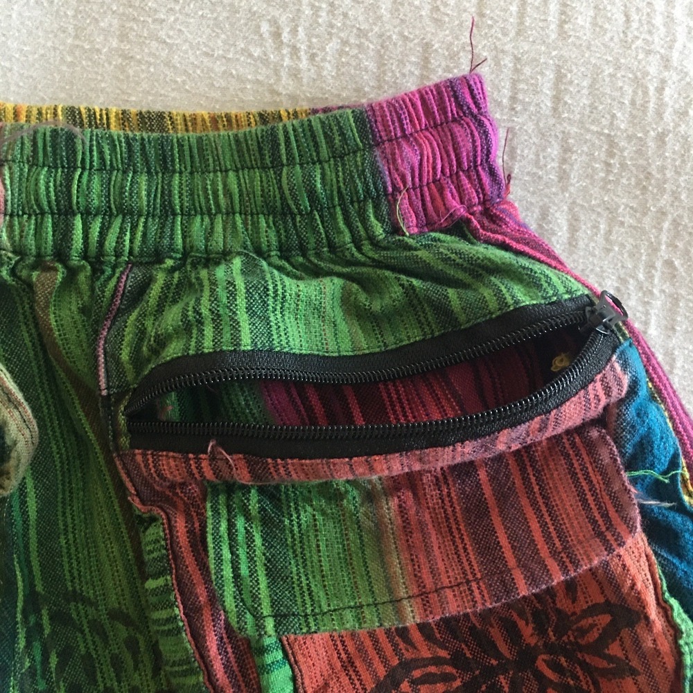 Harem Patchwork Baggy Hippie Pants with Big Box Pockets Size Small Boho - Picture 11 of 15